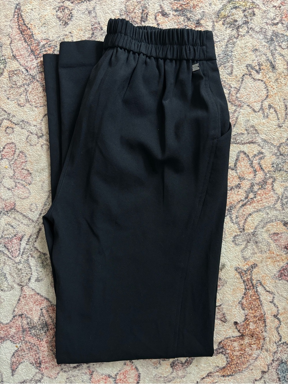MONK & LOU Straight-Leg Women's Pant with Elastic Waistband - Black NEW